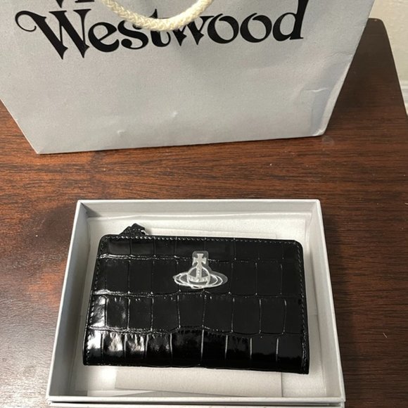 BNWT Authentic Vivienne Westwood Crocodile Slim Flap Cardholder Wallet - Picture 3 of 7